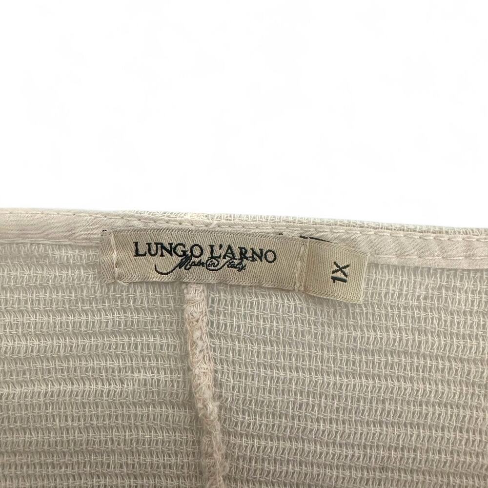 Lungo L'Arno Boxy Linen Dress Size 1X Blue Gray Animal Print Mesh Shirt Dress - Picture 8 of 12